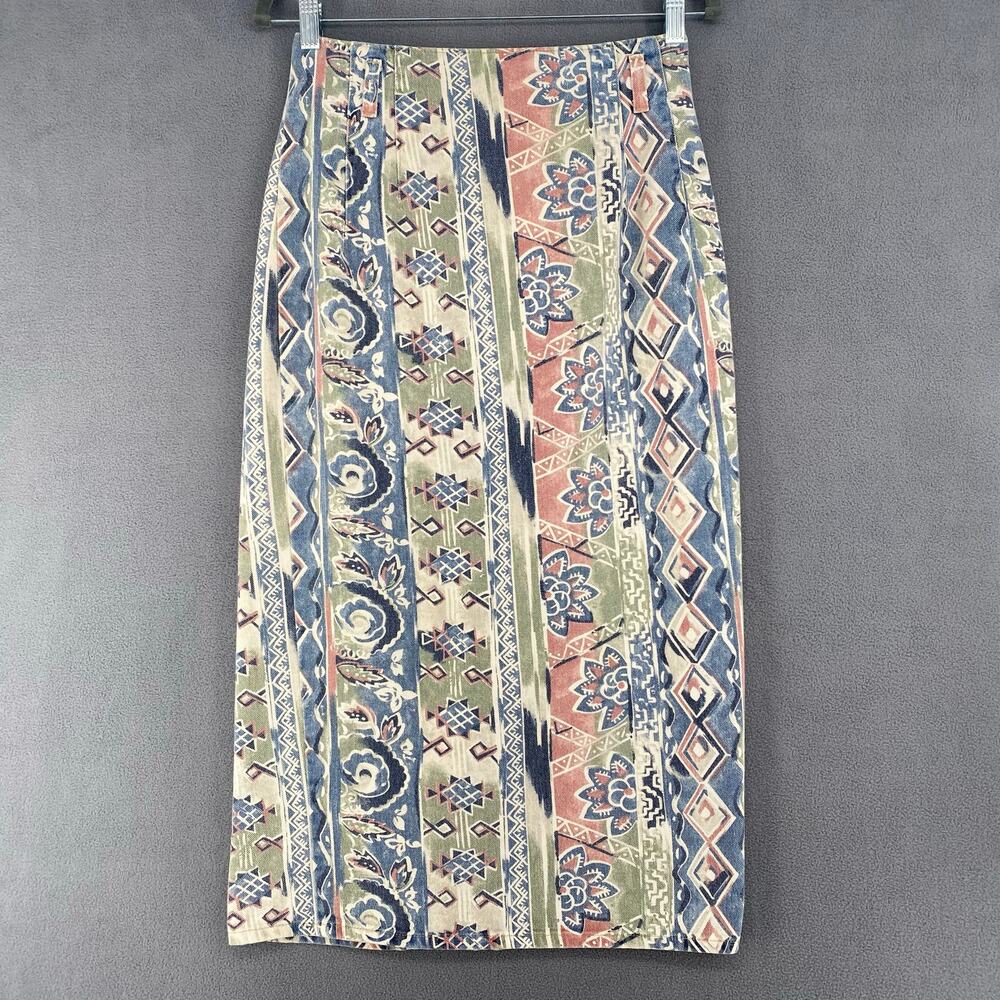Vintage 80s 90s Stuffed Shirt Jeanswear Denim Midi Skirt 9/10 Western‎ Boho